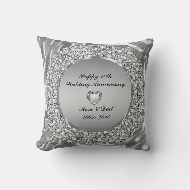 Diamanten & Silber 10. Hochzeitstag Kissen (Vorderseite)