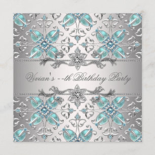 Diamanten Silber Blau Allgemenine Party-Einladung Einladung
