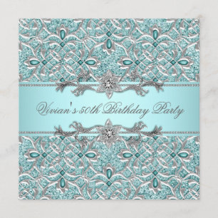 Diamanten Silber Blau Allgemenine Party-Einladung Einladung