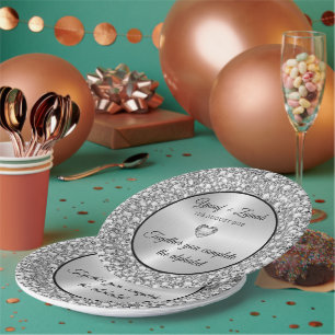 Diamanten & Silberzettel für große Uhren Pappteller