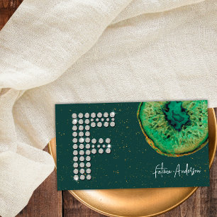 Diamanten Smaragd Achat Anfangsbuchstabe F Buchsta Visitenkarte