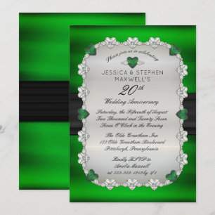Diamanten Smaragde Grün 20. Hochzeitstag Einladung