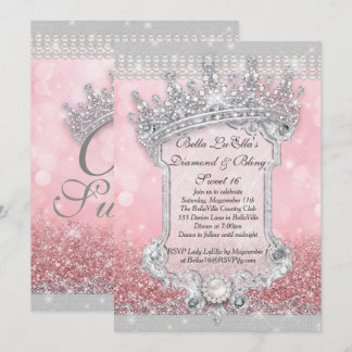 Diamanten und Bling Sweet 16 Quince Einladungen