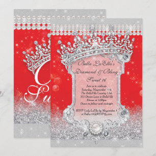 Diamanten und Bling Sweet 16 Quince Einladungen