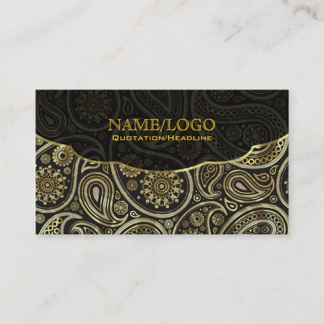Diamanten und Gold Retro Paisley Muster Visitenkarte (Vorderseite)