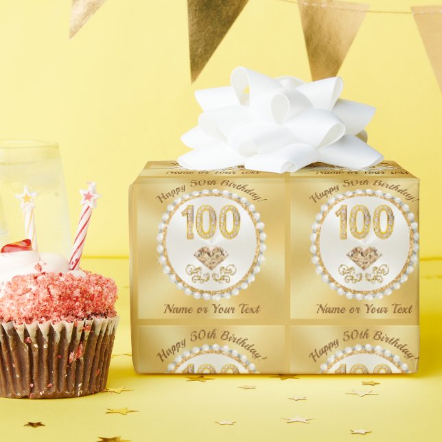 Diamanten und Perlen, 100. Geschenkpapier, Geschenkpapier (Geburtstagsparty)