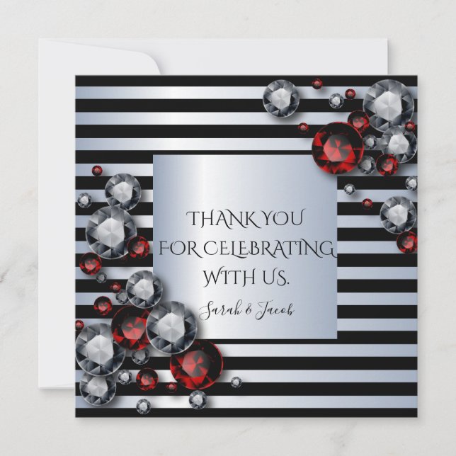 Diamanten und Rubine auf schwarzen und silbernen S (Vorderseite)