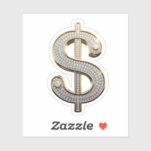Diamanten und Silver-Dollar-Zeichen Aufkleber (Blatt)