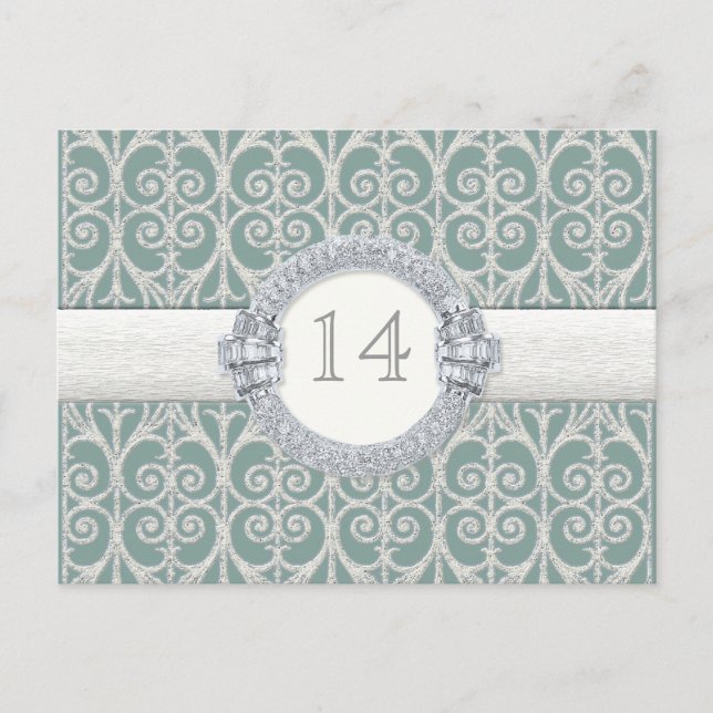 Diamanten und Spitzen, Tischplatinenkarte Postkarte (Vorderseite)