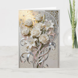 Diamanten und weiße Blumen Karte