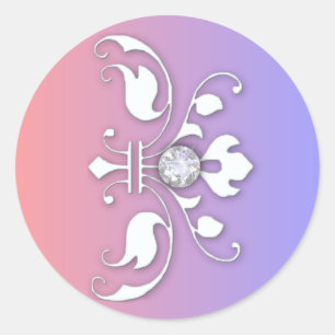Diamanten und weiße Hochzeit Runder Aufkleber