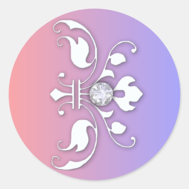 Diamanten und weiße Hochzeit Runder Aufkleber (Vorderseite)