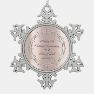 Diamanten Wirbel Roségold 10. Hochzeitstag Schneeflocken Zinn-Ornament
