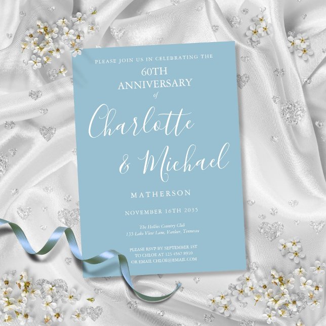 Diamantene Hochzeit 60 Jahre Skript Einladung (60th Diamond Wedding Anniversary Script Invitation)