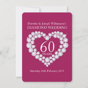 Diamantene Hochzeit Diamanten Herz 60 Party-Einlad Einladung