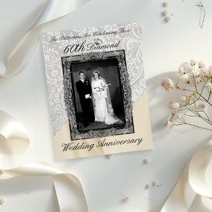 Diamantene Hochzeitsjubiläums-Fotoeinladung zum 60 Postkarte