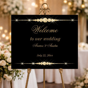 Diamantenglitzer Willkommen auf unserer Hochzeitsp Poster