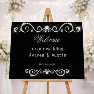 Diamantenglitzer-Willkommen-zur-unserer-Hochzeit-P Poster