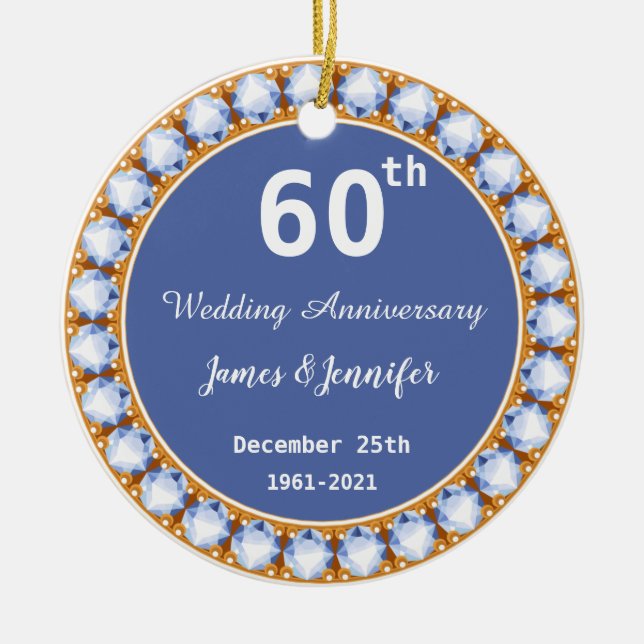Diamantenjubiläum 60. Individuelle Name Keramik Ornament (Vorne)