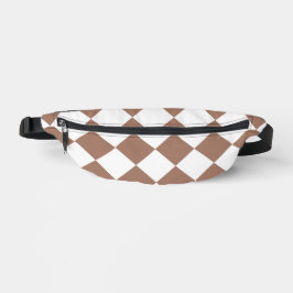 Diamantenmuster in Weiß und Mocha Mousse Bauchtasche