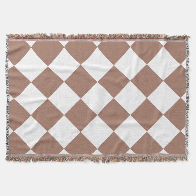 Diamantenmuster in Weiß und Mocha Mousse Decke (Vorderseite)