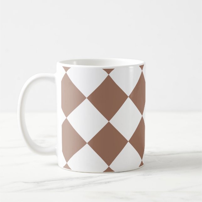 Diamantenmuster in Weiß und Mocha Mousse Kaffeetasse (Links)