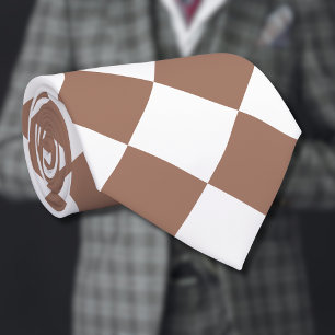 Diamantenmuster in Weiß und Mocha Mousse Krawatte