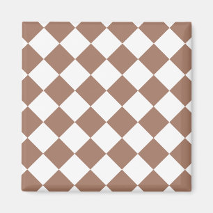 Diamantenmuster in Weiß und Mocha Mousse Magnet