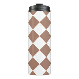 Diamantenmuster in Weiß und Mocha Mousse Thermosbecher