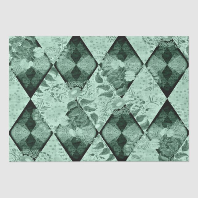 Diamantenmuster mit floraler Dekoration Seidenpapier (Vorderseite)