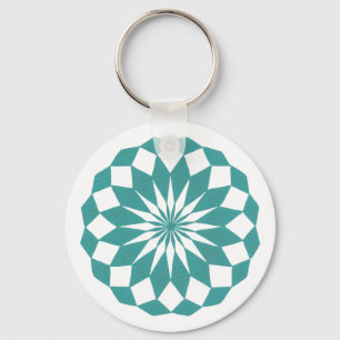 Diamantformen in Aquamarinen Mandala-Schlüsselanhä Schlüsselanhänger