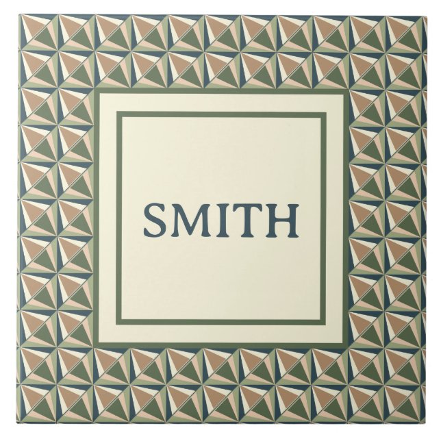 Diamantformen in neutralen Tönen Fliese (Vorderseite)