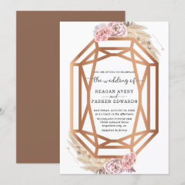 Diamantförmige Pampasgras-Hochzeit Einladung