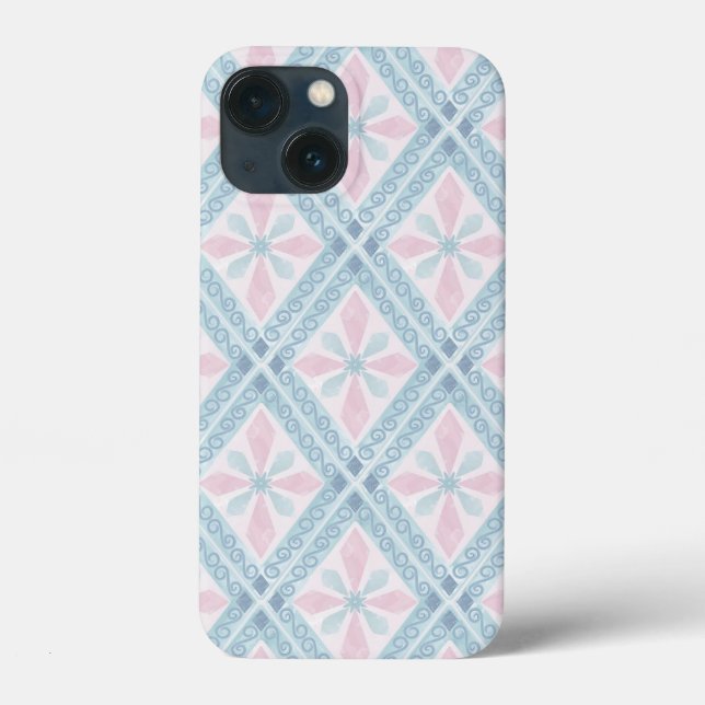 diamantförmiges blaues Muster Case-Mate iPhone Hülle (Rückseite)