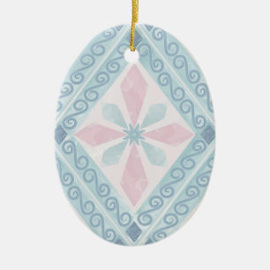 diamantförmiges blaues Muster Keramik Ornament