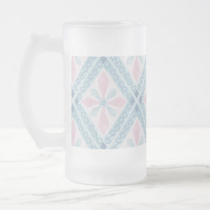 diamantförmiges blaues Muster Mattglas Bierglas