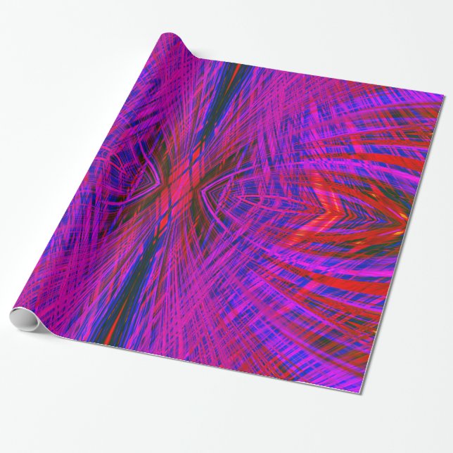 Diamantförmiges Neonmuster Geschenkpapier (Ungerollt)