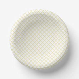 Diamantgitter-Buttergelb - Weiß Pappteller