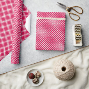 Diamantgitter Weiß - Himbeere Geschenkpapier