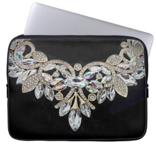 Diamanthalskette Schwarz-Silber Kristall elegant Laptopschutzhülle