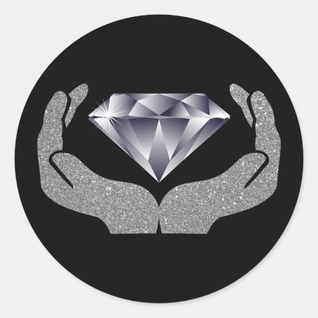 Diamanthandschuhe Runder Aufkleber (Vorderseite)
