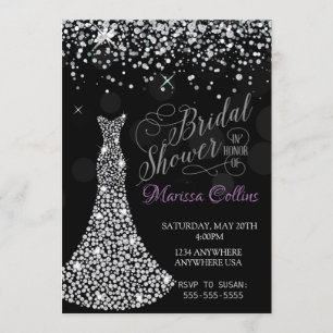 Diamantkleid Braudal Dusche Einladung, Kristall Einladung