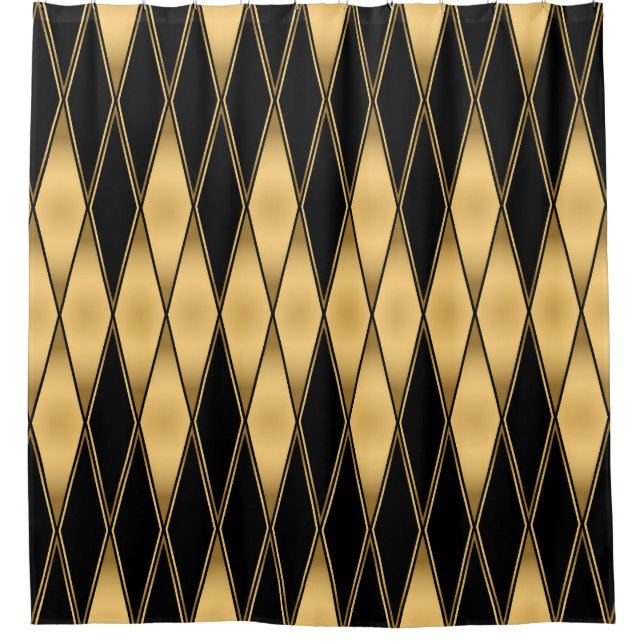 Diamantmotiv: goldschwarz elegantes Muster. Duschvorhang (Vorderseite)