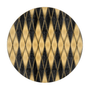 Diamantmotiv: goldschwarz elegantes Muster. Schneidebrett