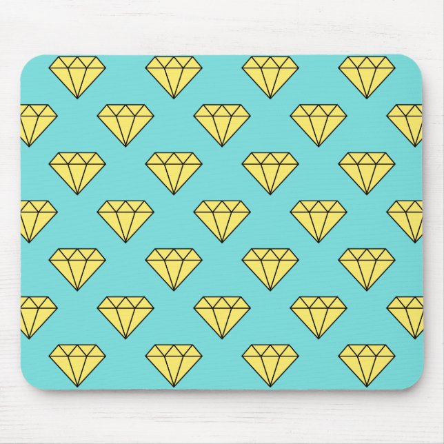 Diamantmuster - Gelb und Türkis Mousepad (Vorne)