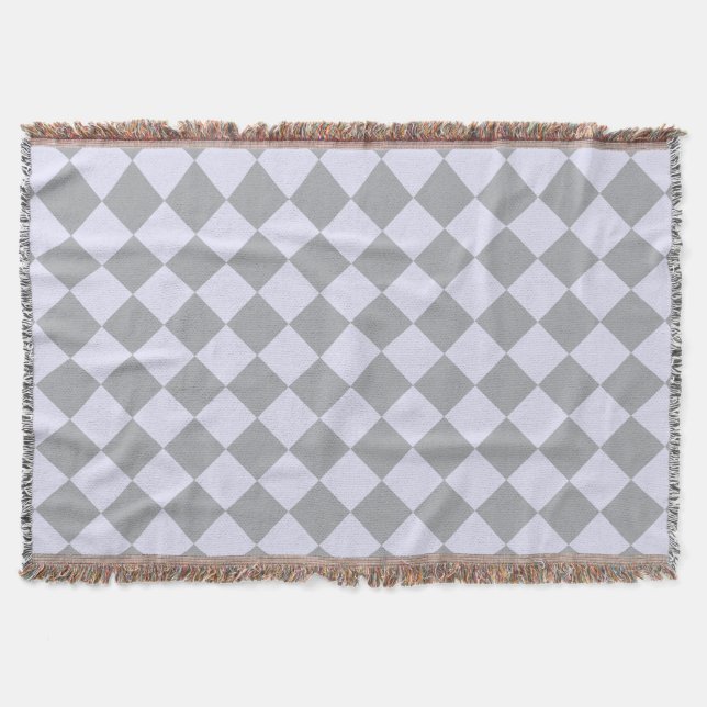 Diamantmuster in Grau und Lavendel Decke (Vorderseite)