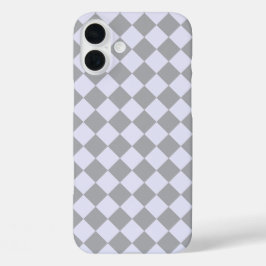 Diamantmuster in Grau und Lavendel iPhone 16 Plus Hülle