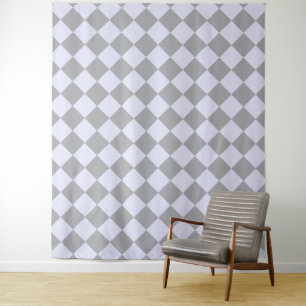 Diamantmuster in Grau und Lavendel Wandteppich