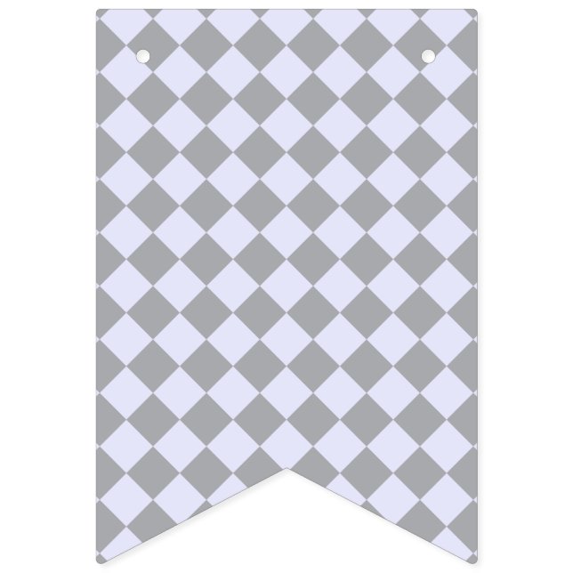 Diamantmuster in Grau und Lavendel Wimpelkette (Erste Fahne)