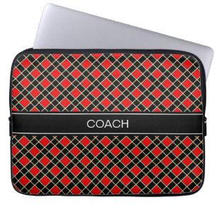 Diamantmuster in Schwarz und Rot & Gürtel Laptopschutzhülle
